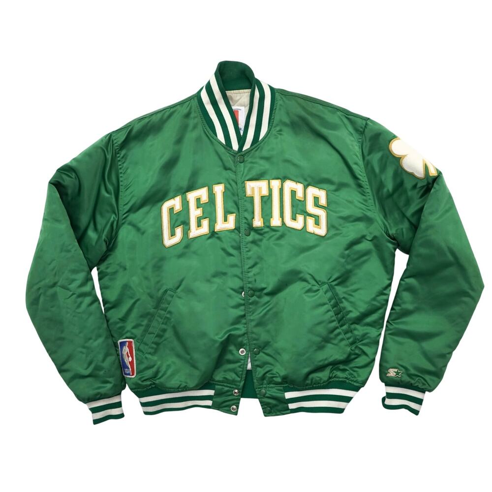Vintage 90s Starter Boston Celtics Satin Bomber Jacket Mens XL